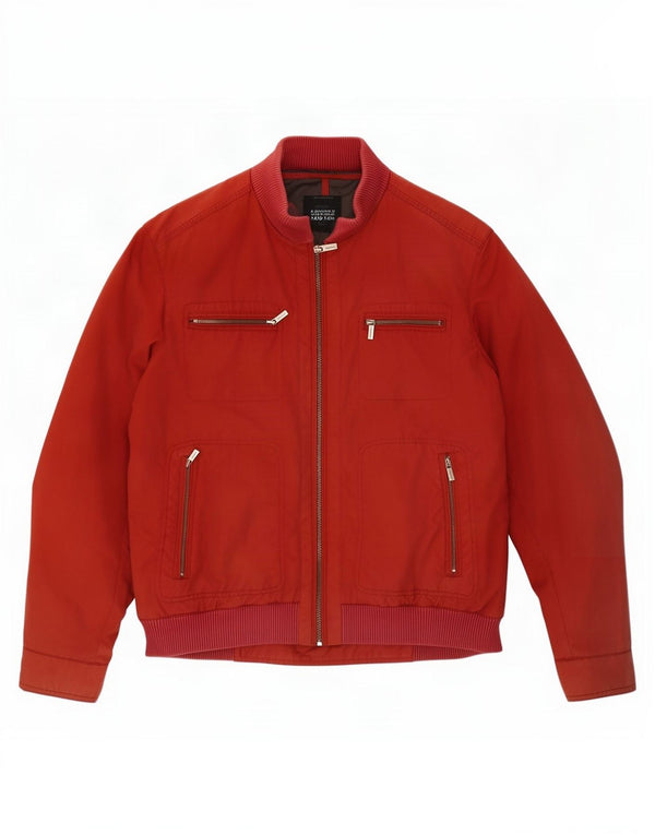 Massimo Dutti Veste Bomber Homme UK 40 Large Rouge Nylon