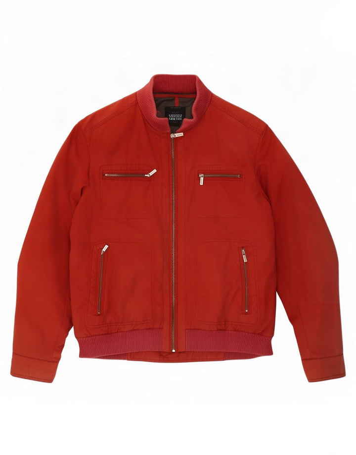 Massimo Dutti Veste Bomber Homme UK 40 Large Rouge Nylon