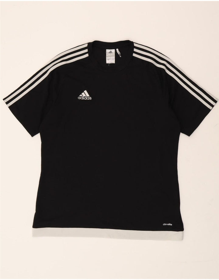 ADIDAS T-shirt Climalite pour hommes, grand noir, polyester color block