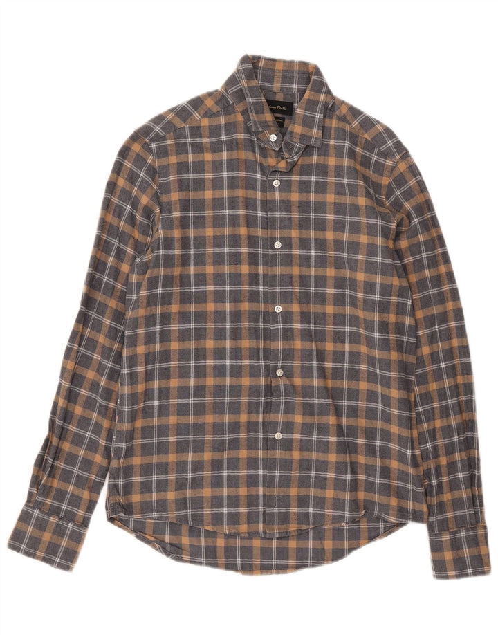 Massimo Dutti Chemise en flanelle pour homme Petit carreaux gris