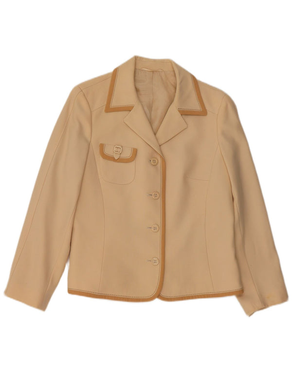 RALPH Veste Blazer 4 Boutons Femme UK 16 Grande Laine Vierge Beige
