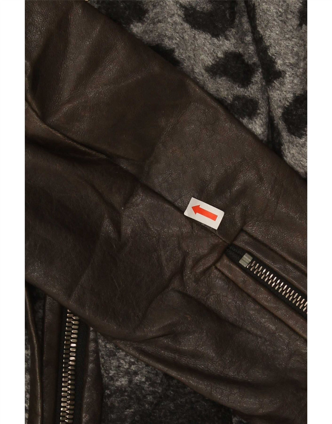 Veste en cuir femme vintage UK 10 Petit imprimé animal brun