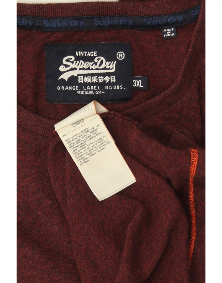 SUPERDRY Haut Homme Manches Longues 3XL Bordeaux Coton
