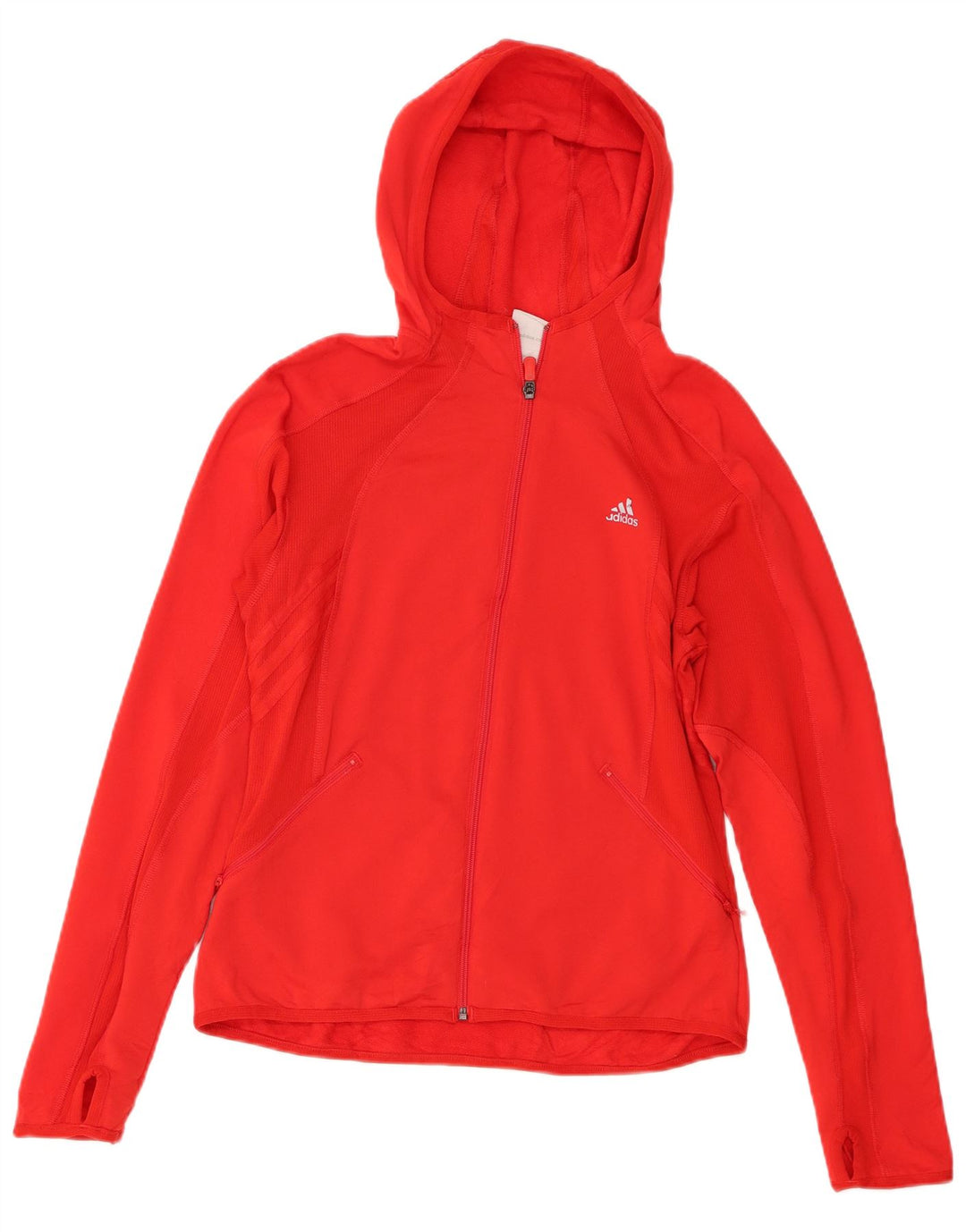 Adidas Pull à capuche zippé pour femme UK 14 Grand Rouge Polyester