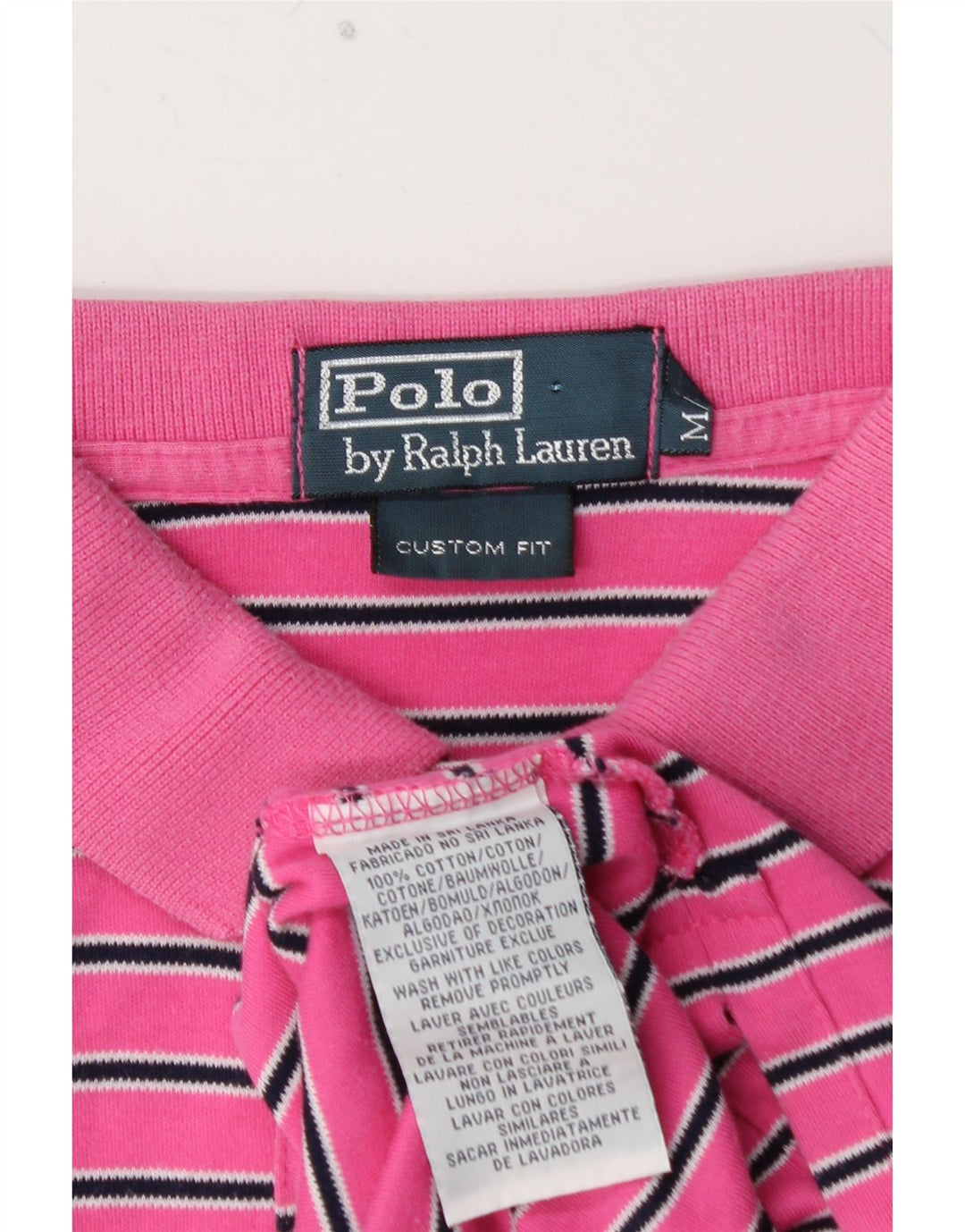POLO RALPH LAUREN Polo Homme Coupe Personnalisée Coton Rayé Rose Moyen