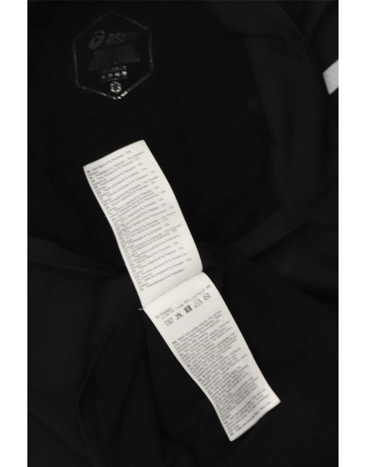Asics Haut de survêtement à col zippé pour homme en polyester rayé noir moyen