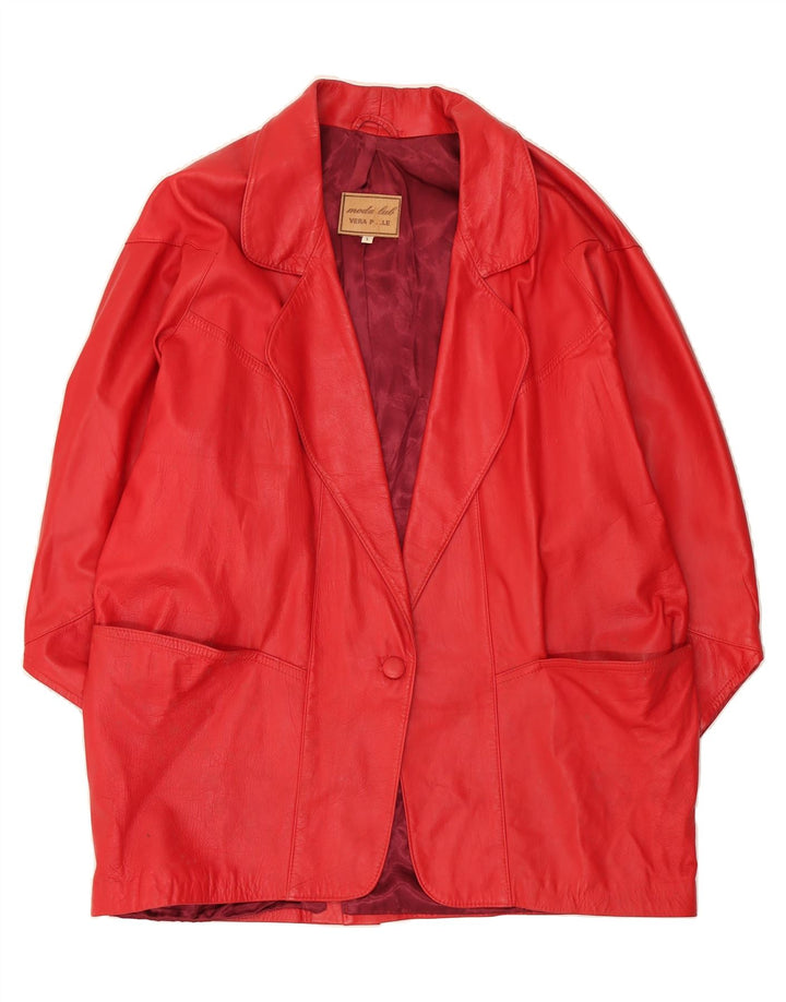 VINTAGE Womens Leather 1 Button 2 Piece Suit UK 16 Large  Red Leather Vintage Vintage and Second-Hand Vintage from Messina Hembry 