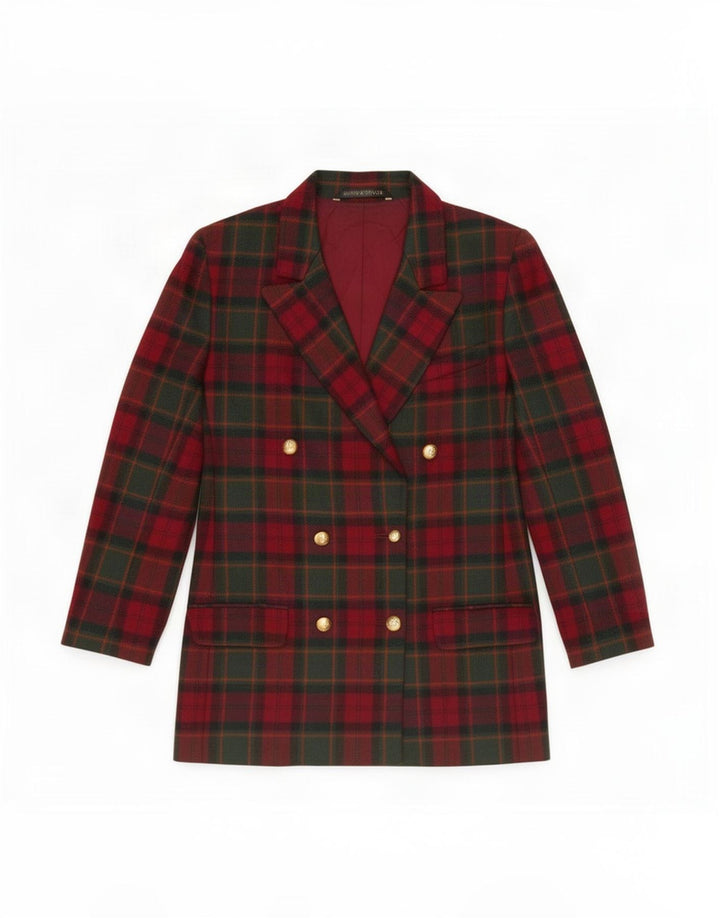 Marks & Spencer Veste St. Michael Blazer pour femme UK 12 Rouge moyen à carreaux
