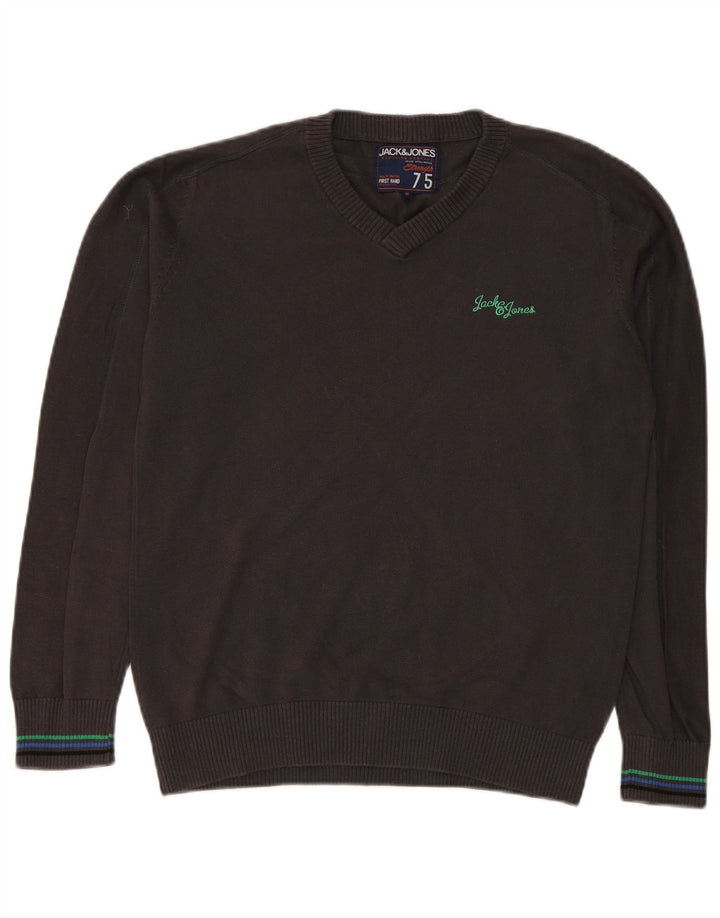 Jack & Jones Pull Col V Homme Gris Moyen Coton