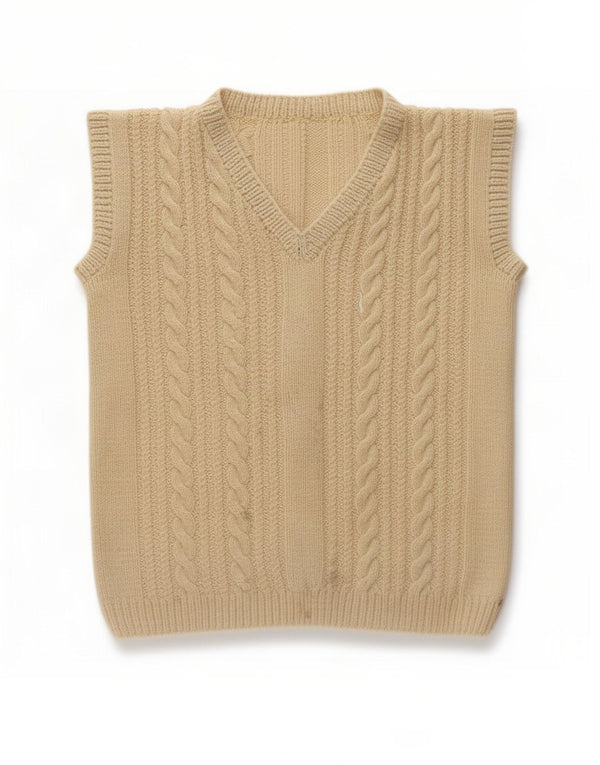 vintage Femme Gilet Débardeur UK 12 Beige Moyen