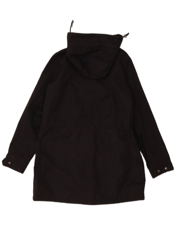 Fat Face Parka à capuche pour femme UK 12 en coton noir moyen