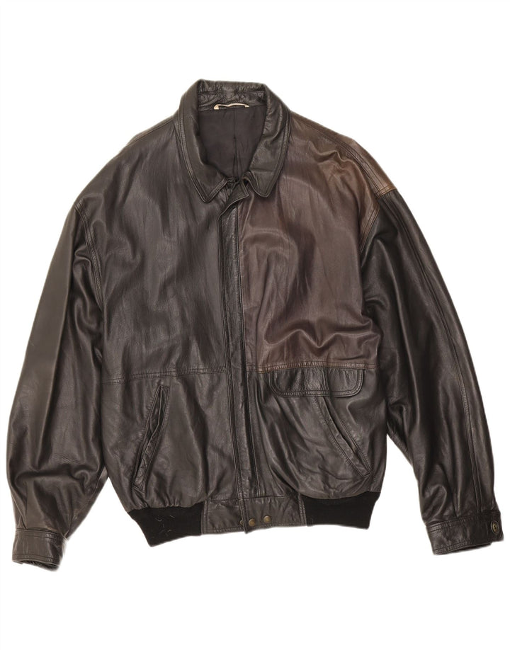 veste en cuir homme vintage UK 40 Grand Noir