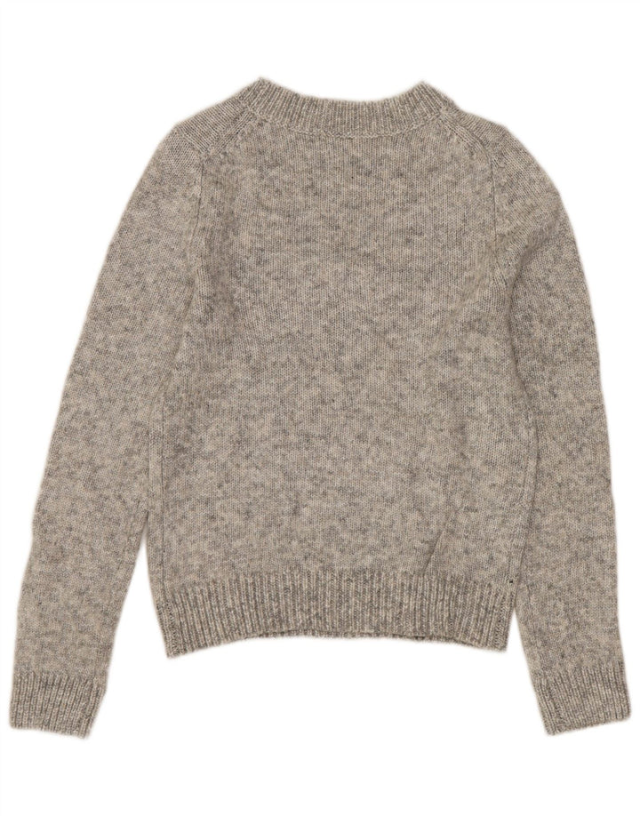 ZARA Pull court à col rond pour femme UK 12 Gris moyen moucheté
