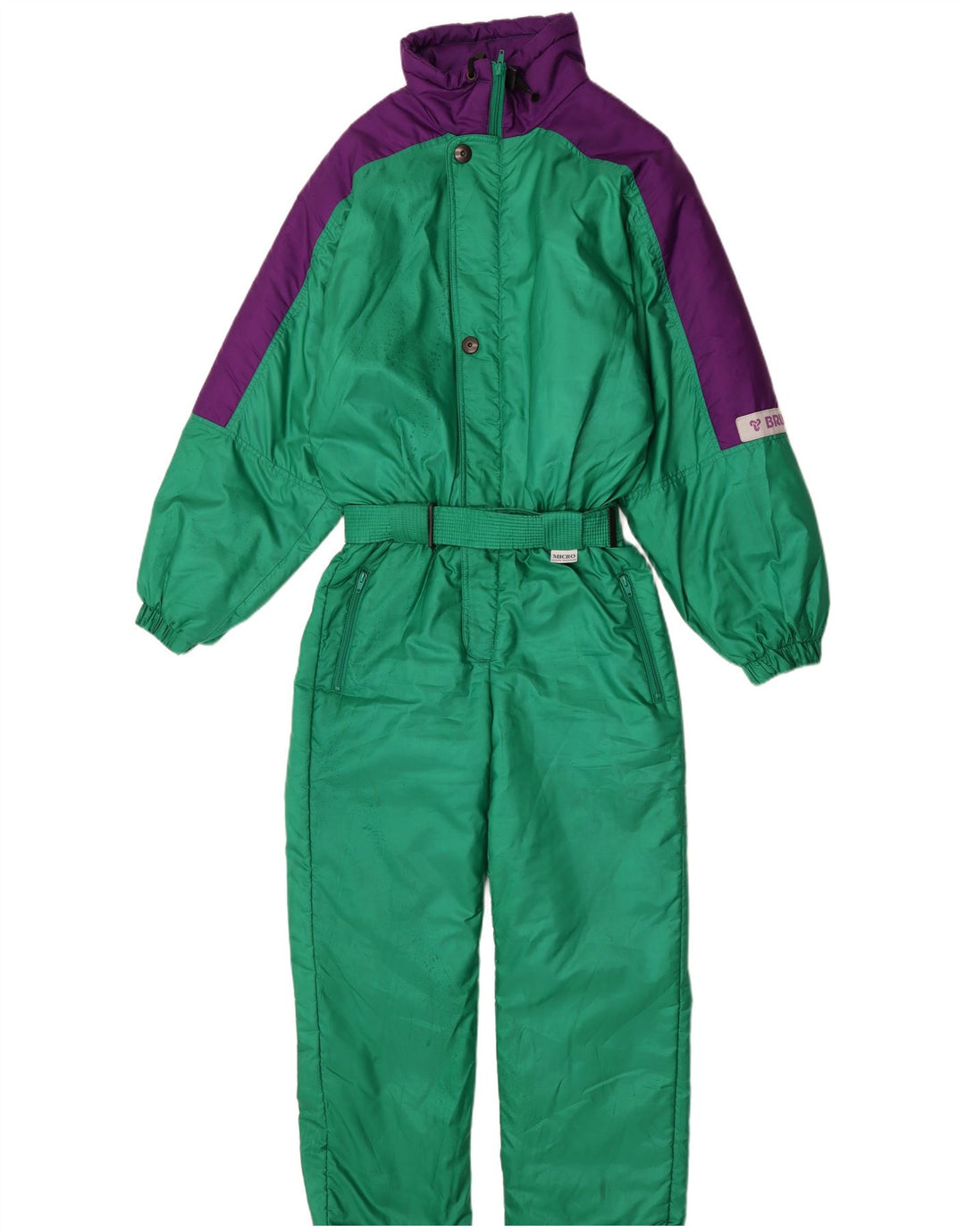 Brugi Combinaison de Ski Femme IT 48 XL Vert Colorblock Polyester Rétro
