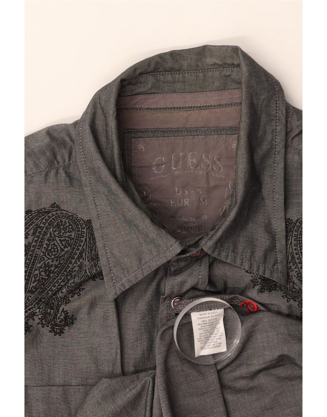 GUESS Chemise Homme Gris Moyen Paisley Coton