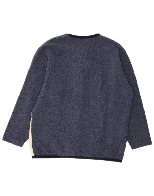 Campagnolo Pull Cardigan Graphique Femme UK 18 XL Bleu Marine Colourblock
