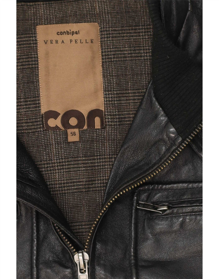 Conbipel Veste utilitaire en cuir pour homme UK 38 Medium Noir