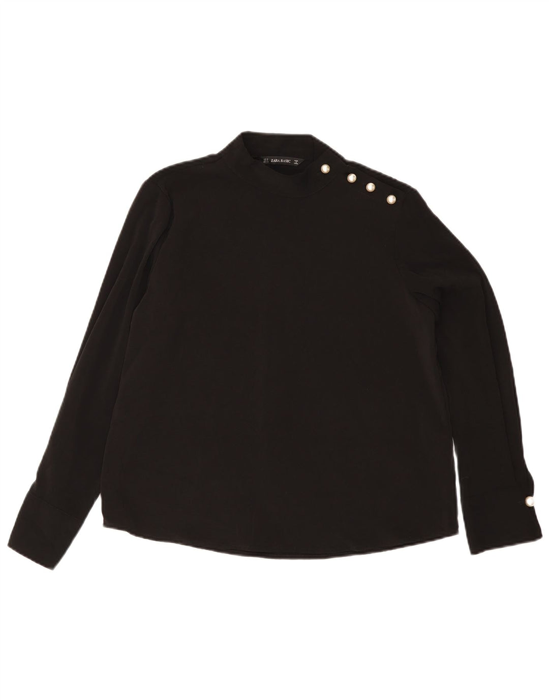 Zara Chemisier à manches longues pour femme UK 44 Polyester noir moyen
