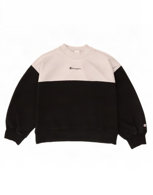 Champion Sweat-shirt pour femme UK 16 Large Noir Colorblock Coton