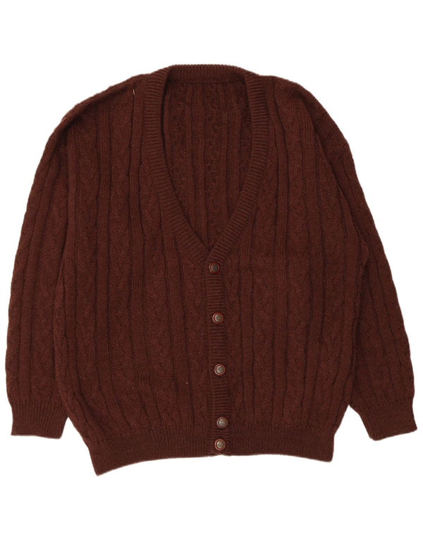 vintage Mens Cardigan Sweater IT 52 Grande laine d’alpaga marron