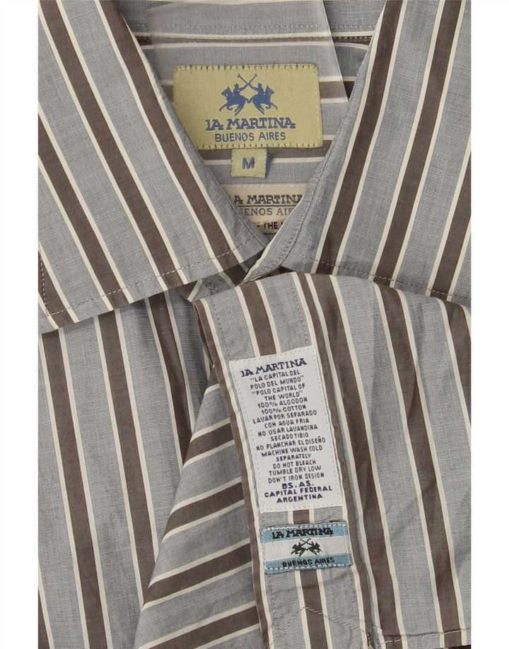 La Martina Chemise Homme Bleu Moyen Rayé Coton