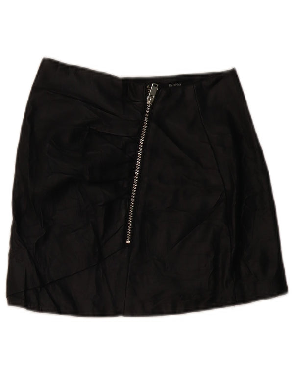 BERSHKA Womens Mini Leather Skirt XS W24  Black