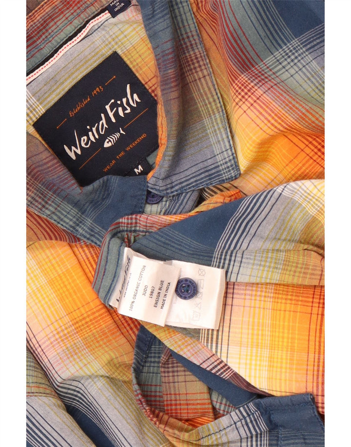 Weird Fish Chemise à Manches Courtes Homme Bleu Moyen à Carreaux Coton