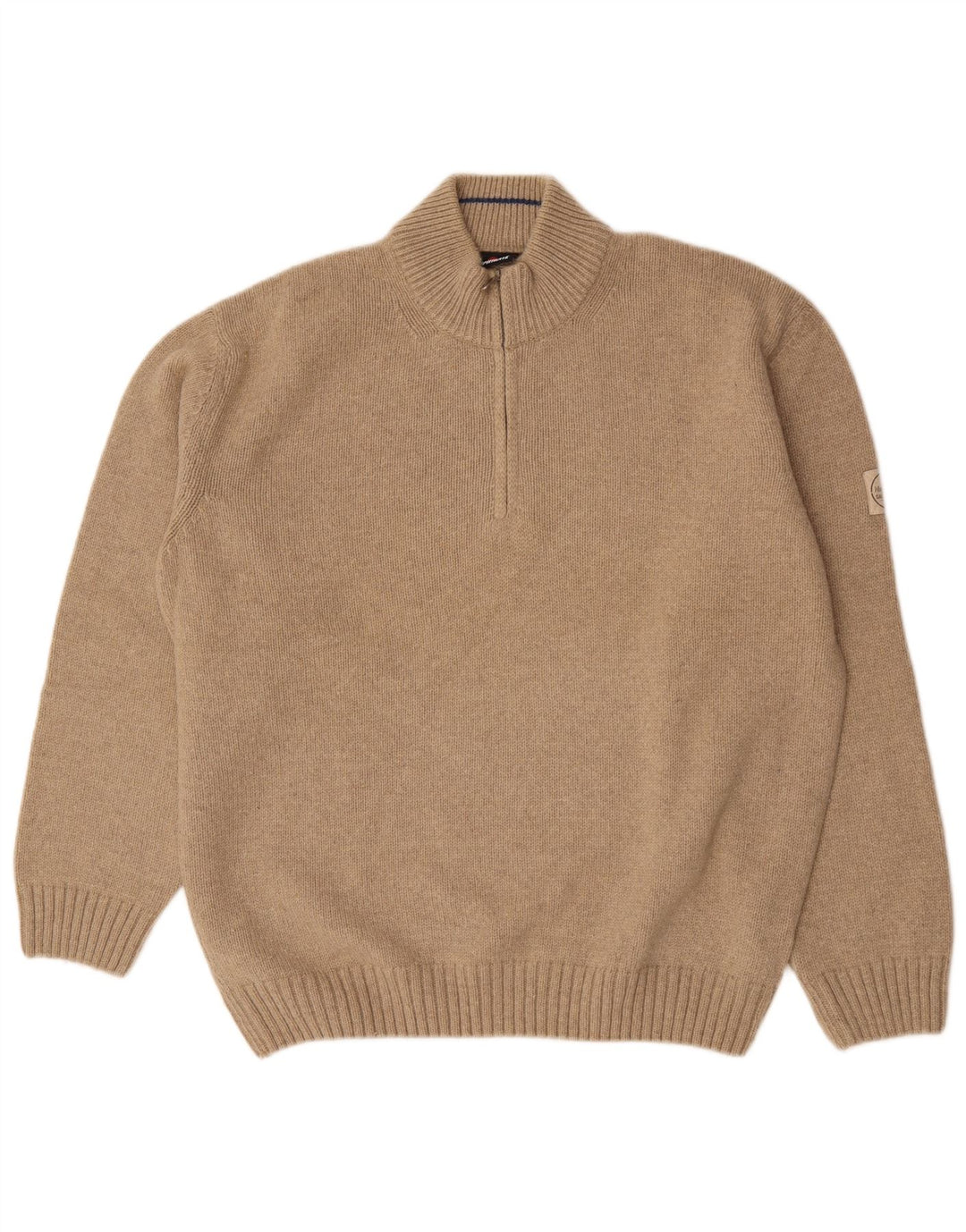 Murphy & Nye Pull à col zippé pour homme en laine beige 2XL