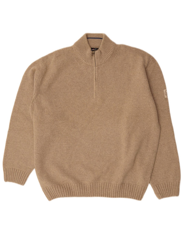 Murphy & Nye Pull à col zippé pour homme en laine beige 2XL