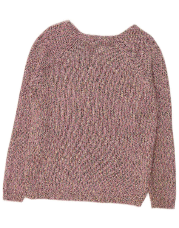 Marks & Spencer Pull col en V pour femme UK 8 Small Violet moucheté