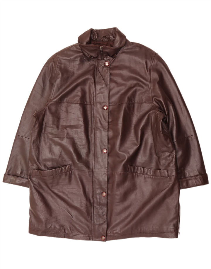 manteau en cuir femme vintage UK 20 2XL Cuir marron