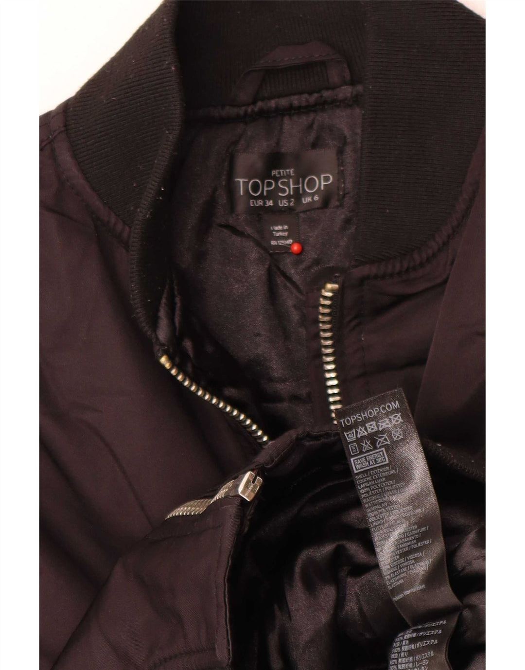 Topshop Veste bomber surdimensionnée pour femme UK 6 XS Noir Polyester