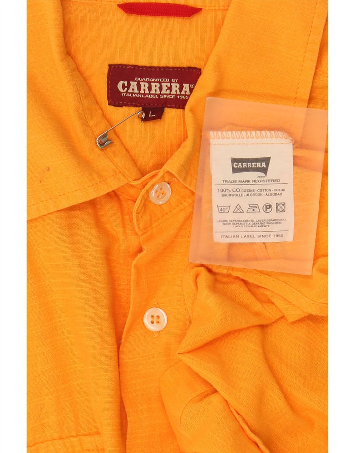 Carrera Chemise à manches courtes pour homme en coton moucheté orange Large