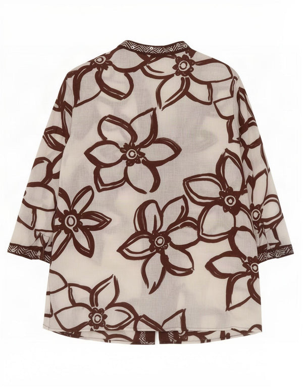 Laura Ashley Chemisier à manches 3/4 pour femme UK 10 Petit motif floral blanc