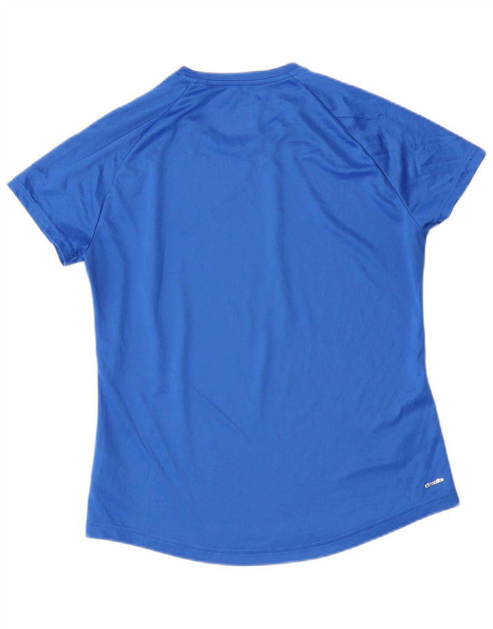 Adidas Femmes Climalite T-Shirt Top UK 12/14 Bleu Moyen Polyester