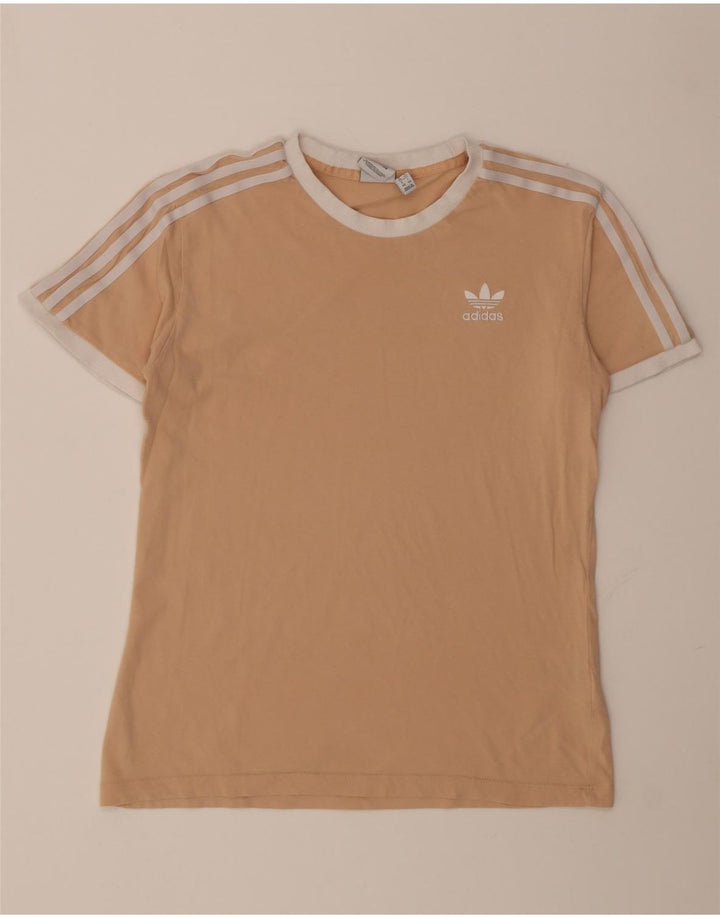 Adidas T-Shirt Femme Top UK 14 Coton Beige Moyen