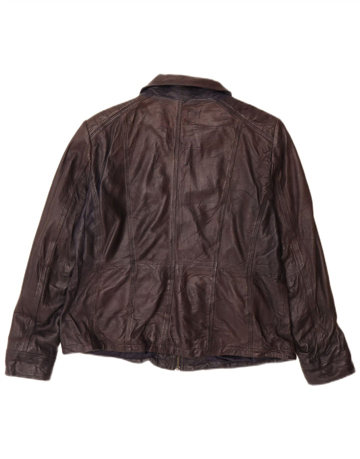 Mainpol Veste en cuir pour femme UK 16 Grand cuir bleu marine