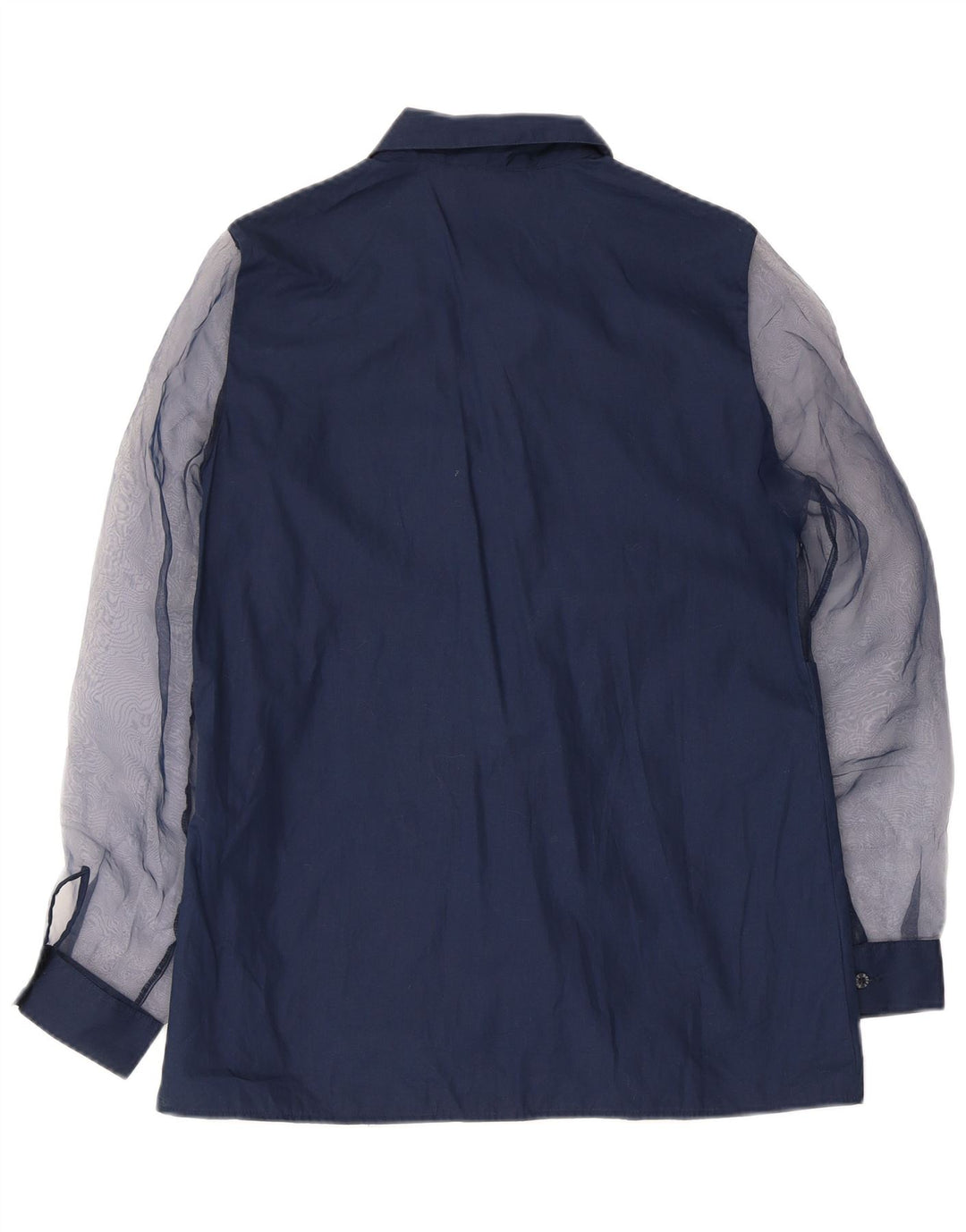 VINTAGE Chemise Femme UK 14 Medium Bleu Marine Colourblock Polyester
