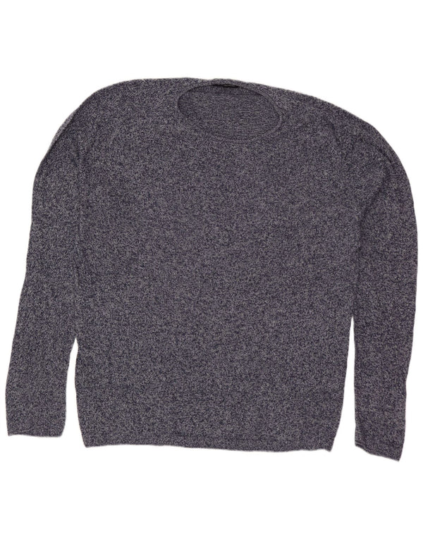 ZARA Pull à col rond pour homme en coton moucheté bleu marine