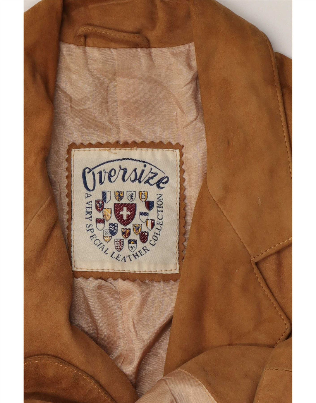 vintage Femme 3 Boutons Blazer En Daim Veste UK 14 Cuir Beige Moyen