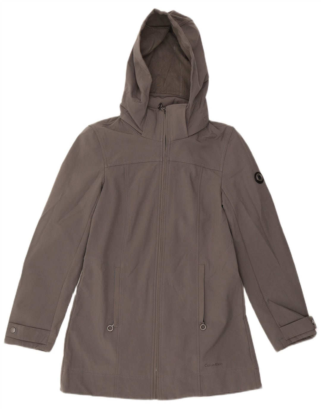 CALVIN KLEIN Veste coupe-vent à capuche pour femme UK 6 XS Gris Polyester