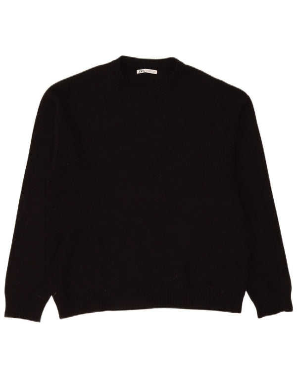 Zara Pull à col rond pour homme Large Noir Viscose