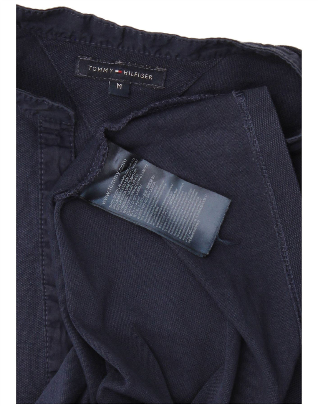 TOMMY HILFIGER Polo Femme UK 12 Bleu Marine Moyen Coton