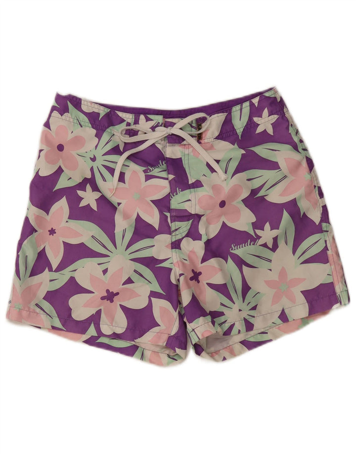 SUNDEK Short de bain pour femme UK 14 Polyester floral violet moyen