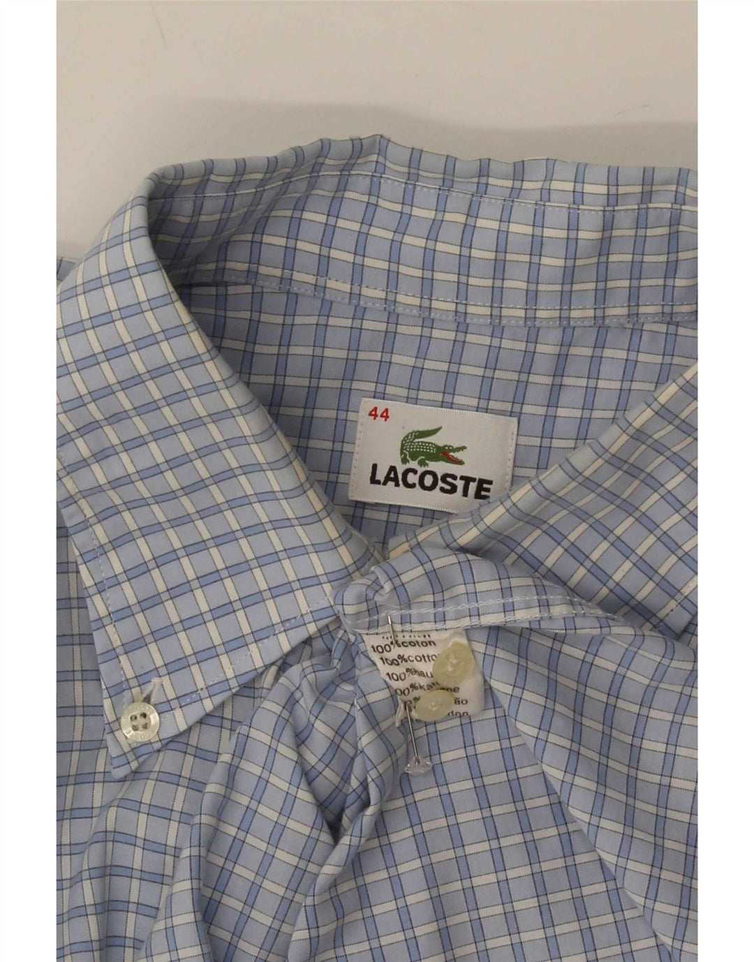 Lacoste Chemise Homme Taille 44 XL Bleu Vichy Coton