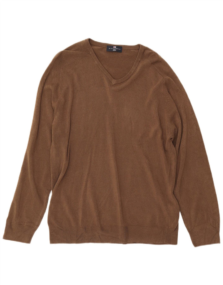 MARKS & SPENCER Pull à col en V Blue Harbor pour hommes, grand marron