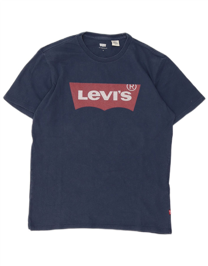 Levi's Graphic T-Shirt Top Small Homme Bleu Marine Coton