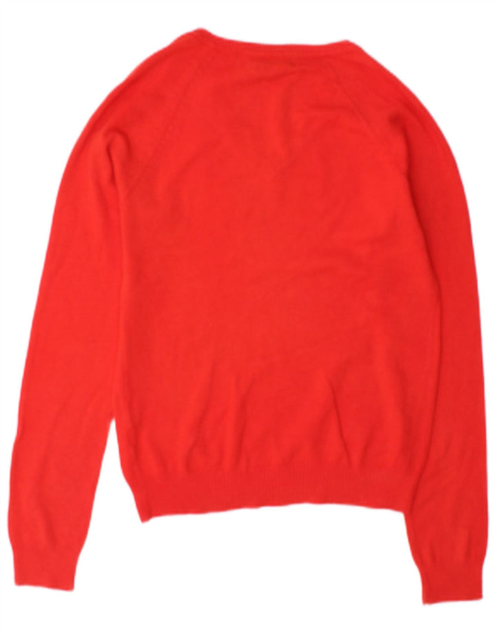 Zara Pull col en V pour femme UK 12 Rouge moyen Coton