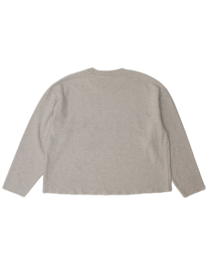 Zara Pull ras du cou pour femme UK 16 Large Gris Polyester