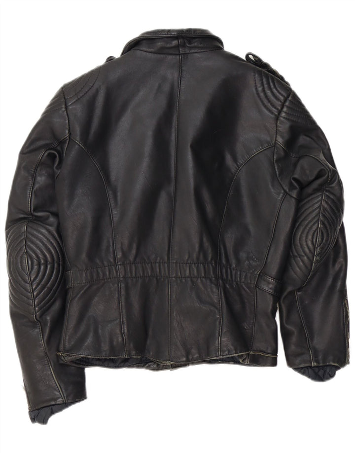 Veste motard en cuir femme vintage IT 44 Cuir noir moyen